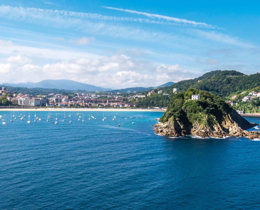 Panoramic view ot the bay of San Sebastian from Monte Urgull, Basque Country, Spain