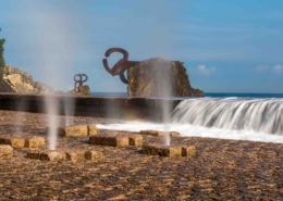 Sculpture "Peine del Viento" in San Sebastian, Spain