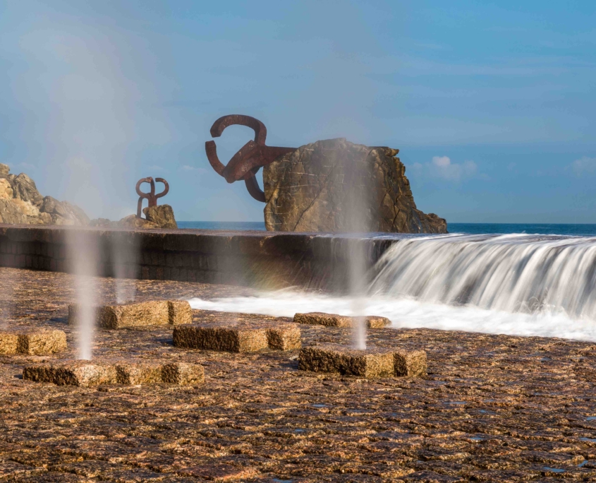 Sculpture "Peine del Viento" in San Sebastian, Spain